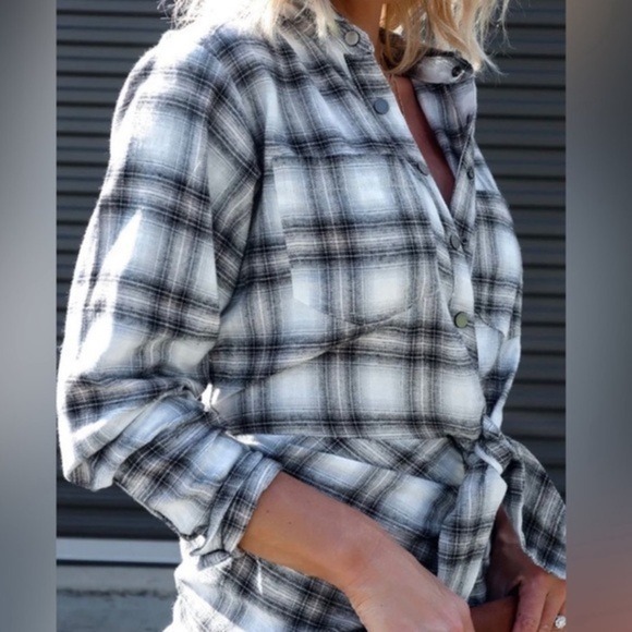 NWT Vici x Fate White Black Fall Plaid Cotton Shirt Dress Women's Size X-Large - Picture 4 of 13